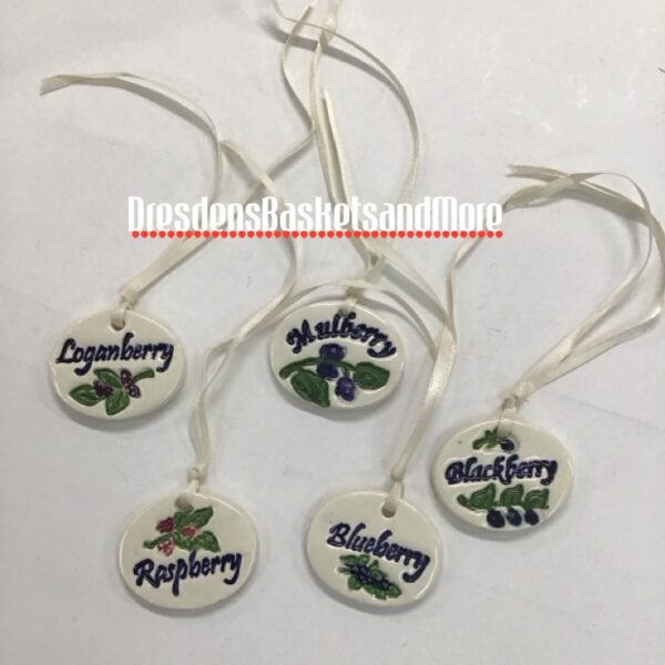 Fruit Booking Ceramic Tie On's Set Of 5