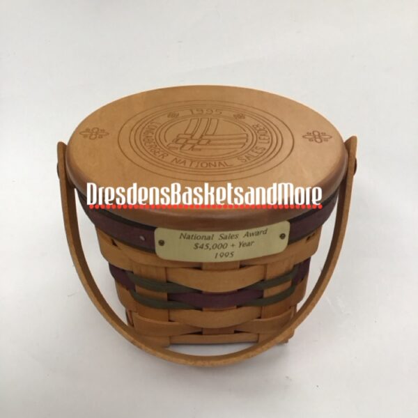 Longaberger 1995 National Sales Award Basket w/ Protector & Engraved Lid SIGNED