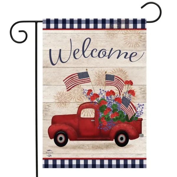 Red Truck Welcome Garden Flag
