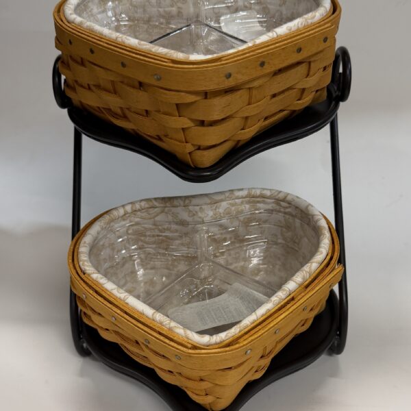 Longaberger Sweetheart Little Love Baskets & WI Stand Set