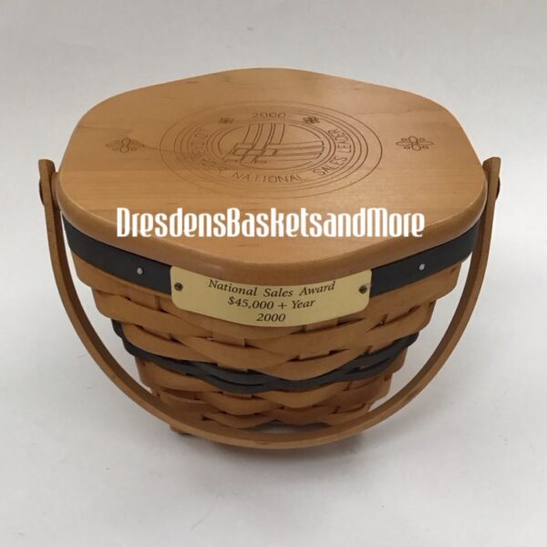 Longaberger 2000 National Sales Award Level 1 Basket w/ Engraved Lid SIGNED