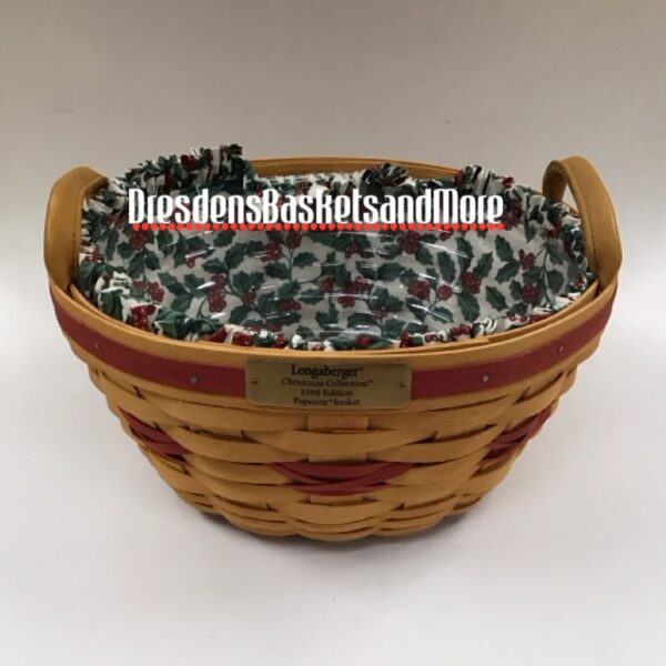 Longaberger 1999 Christmas Popcorn Basket Combo