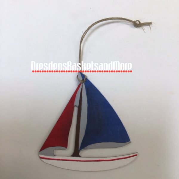 Hand Painted Sail Boat Tie On