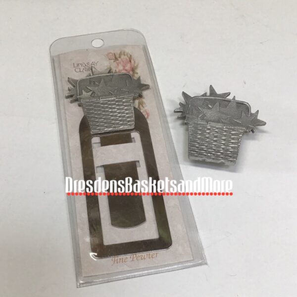 Pewter Longaberger Basket with Stars Bookmaker & Magnet Set
