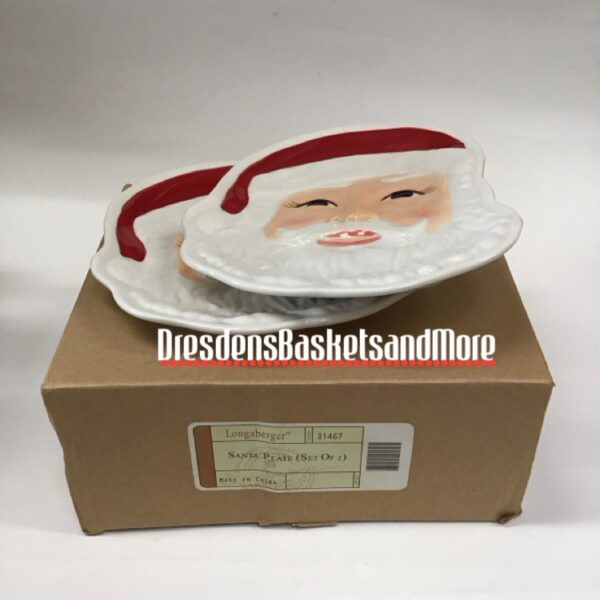 Longaberger Santa Snack Plates Set of 2 NIB