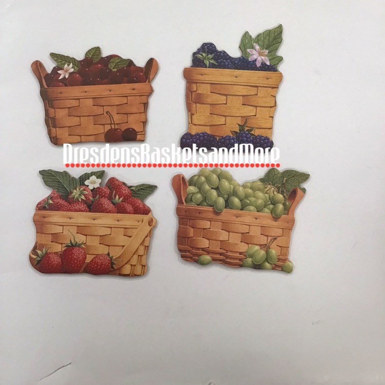 Longaberger Basket with Fruit Coasters Set of 4