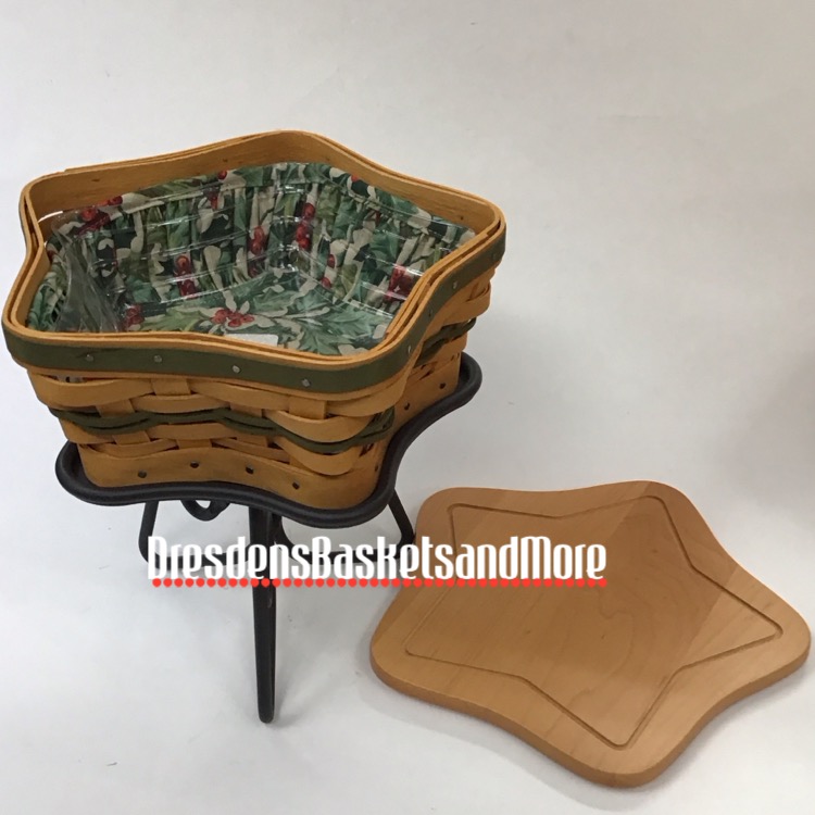 Longaberger 2001 Little Star Green Basket Set w/ WI Stand*
