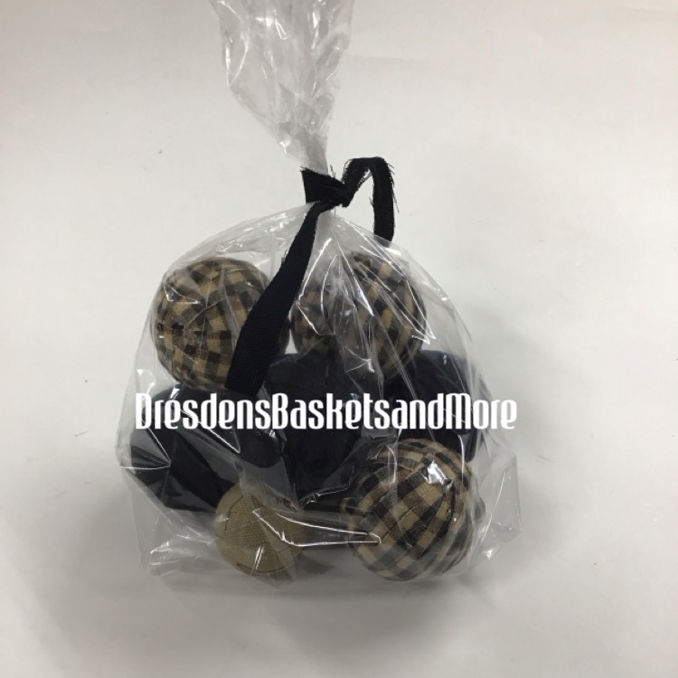 Rag Balls Khaki Check/Black/Khaki Set of 9