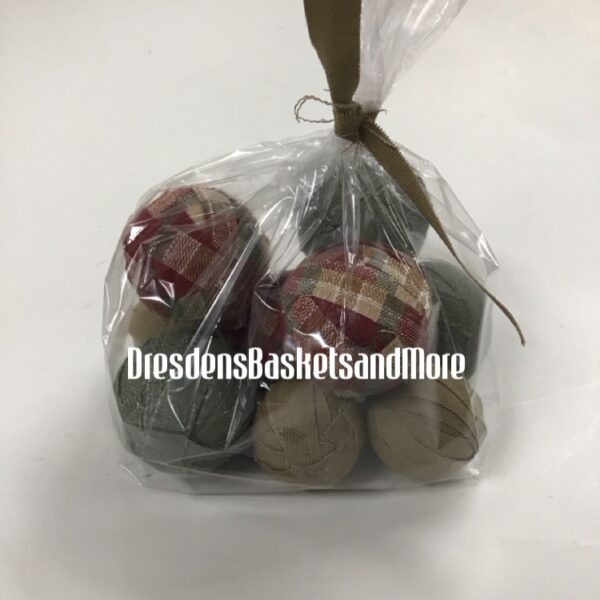 Rag Balls Orchard Park Plaid/Sage/Khaki Set of 9