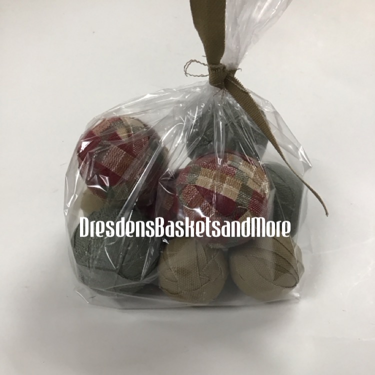 Rag Balls Orchard Park Plaid/Sage/Khaki Set of 9