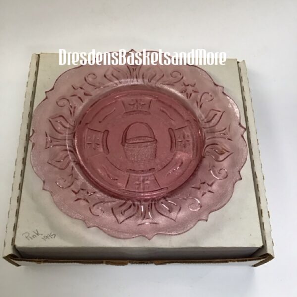 Heisey Glass 1995 Pink Dresden Tour Plate NIB