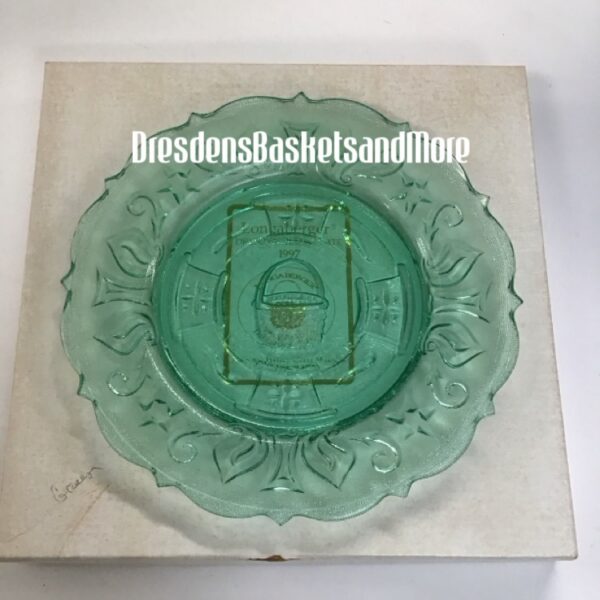 Heisey Glass 1997 Green Dresden Tour Plate NIB