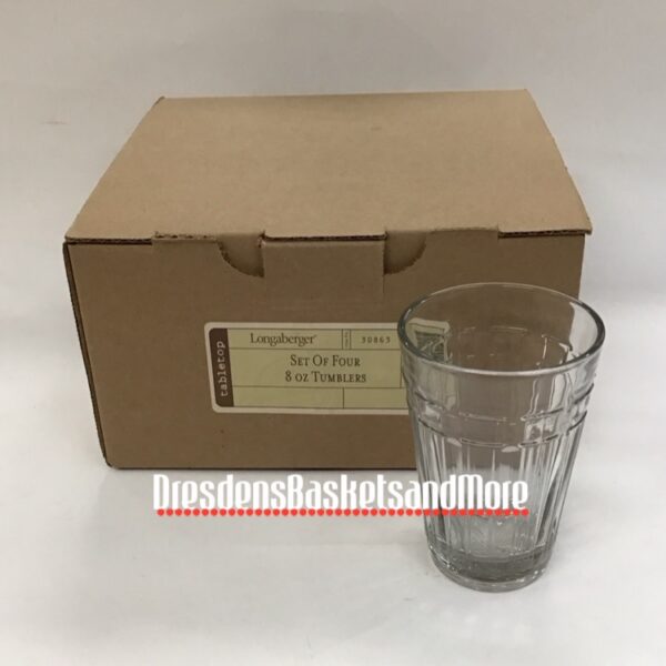 Longaberger Set of 4 Glass 8oz Tumblers NIB
