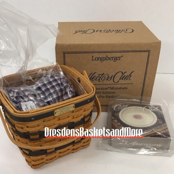 Longaberger 1999 Miniature Two Pie Basket Combo w/ Pie Plate NIB