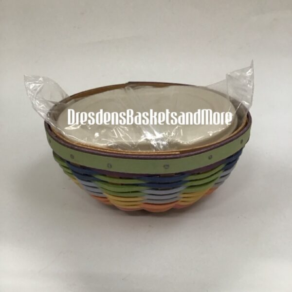 Longaberger 2009 Summertime Stripe Buffet Buddy Basket w/ Hard Lidded Protector