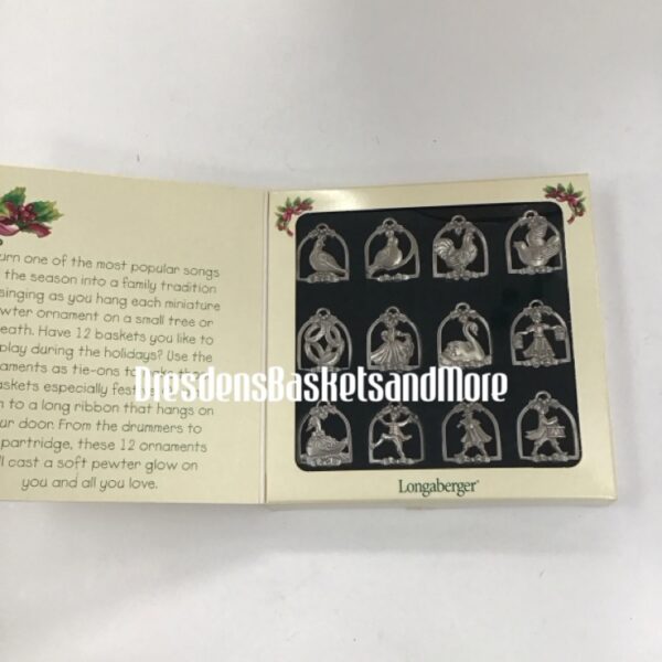 Longaberger Twelve Gifts of Christmas Pewter Ornaments - Set of 12