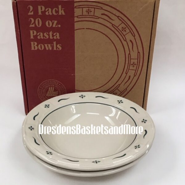 Longaberger Heritage Green 20oz Pasta Bowls Set of 2 NIB
