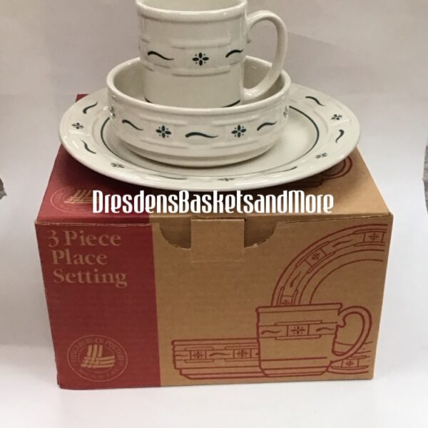 Longaberger Heritage Green 3 Piece Place Setting NIB