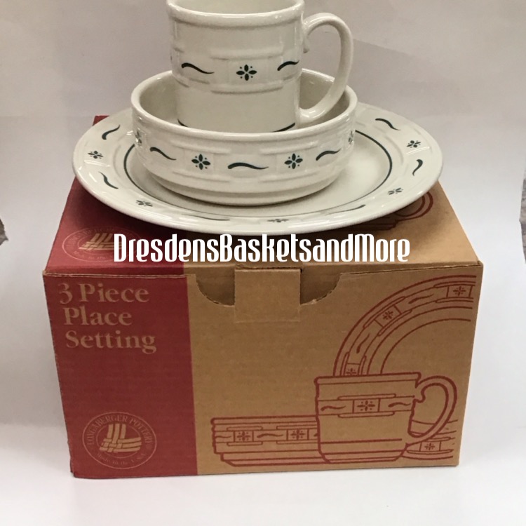 Longaberger Heritage Green 3 Piece Place Setting NIB