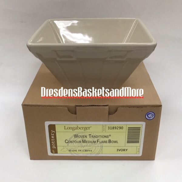 Longaberger Ivory Medium Contour Flare Bowl NIB
