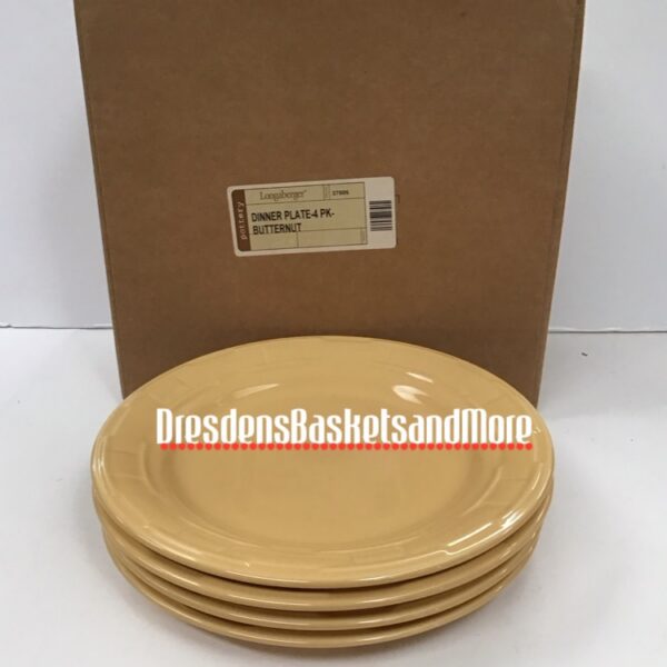 Longaberger Butternut Dinner Plates Set of 4 NIB