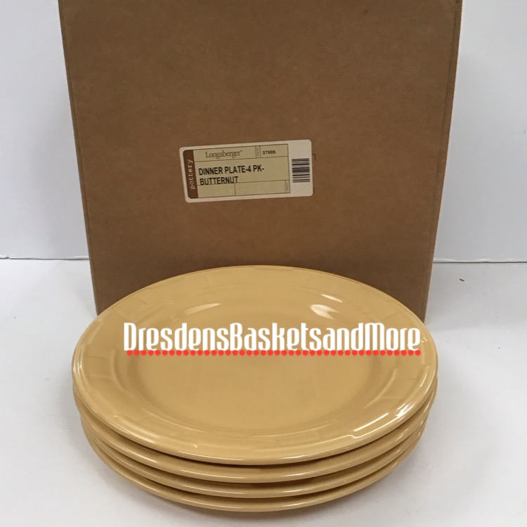 Longaberger Butternut Dinner Plates Set of 4 NIB