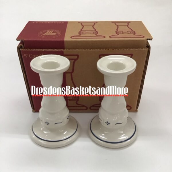 Longaberger Classic Blue Candlesticks NIB
