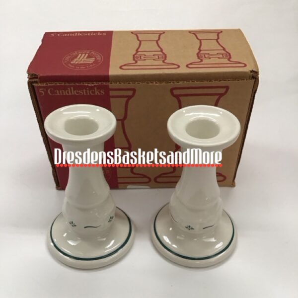 Longaberger Heritage Green Candlesticks NIB