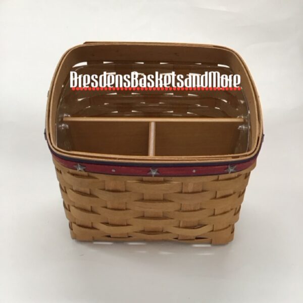 Longaberger 2010 TV Time Basket w/ Red on Blue Trim & Star Tacks w/ Divided Protector