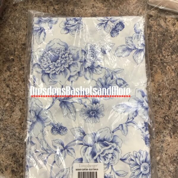 Longaberger Blue Dahlia Shower Curtain NIP