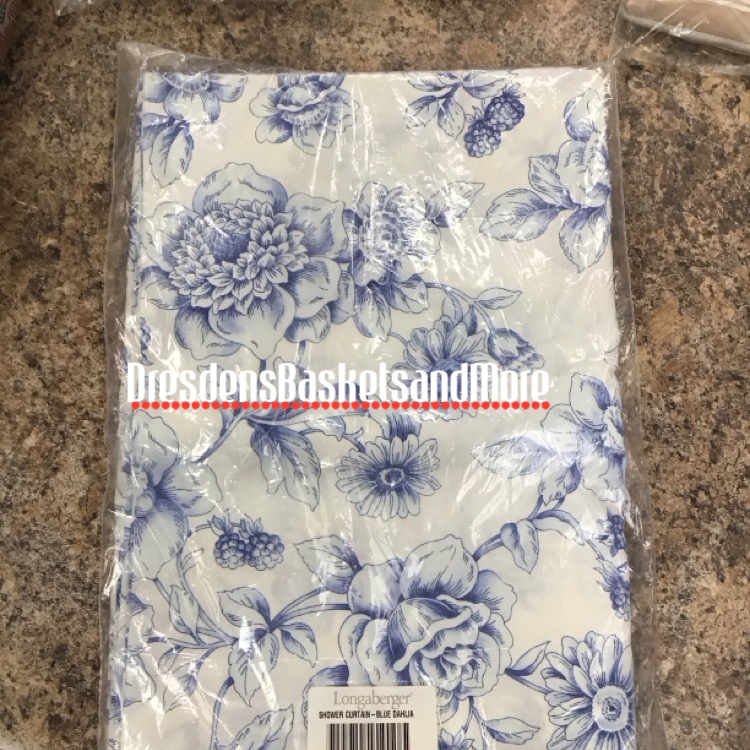 Longaberger Blue Dahlia Shower Curtain NIP