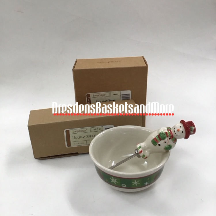 Longaberger Holiday Dip Bowl & Spreader Set NIB's