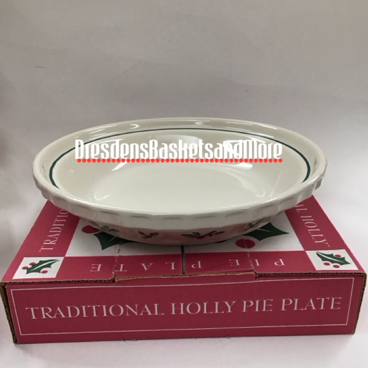 Longaberger Traditional Holly Pie Plate NIB