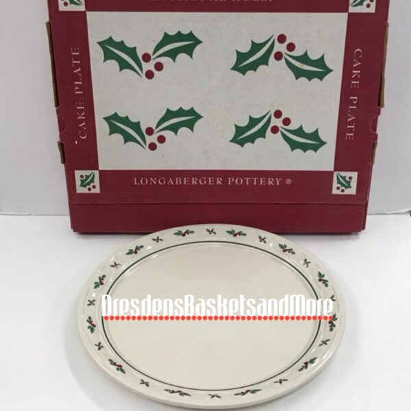Longaberger Traditional Holly Cake Plate NIB