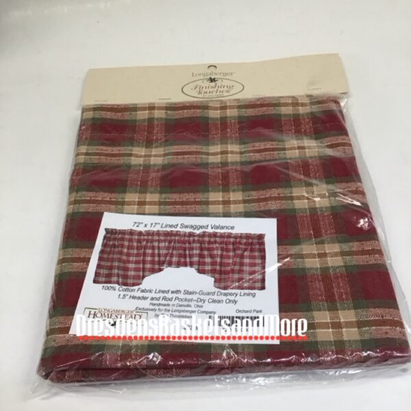 Orchard Park Plaid Longaberger Lined Swagged Valance