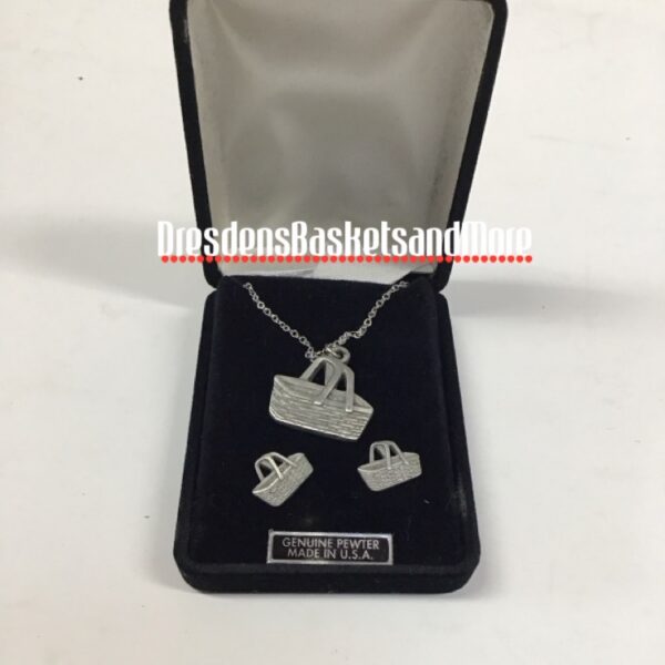 Pewter Basket Jewelry - Earrings & Necklace