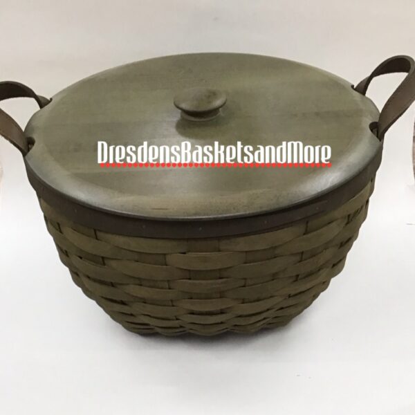 Longaberger 2007 American Work 12" Olive Basket w/ Lidded Protector and Woodcrafts Lid*