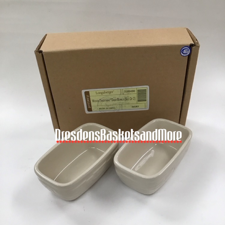 Longaberger Ivory Dash Bowls Set of 2 NIB