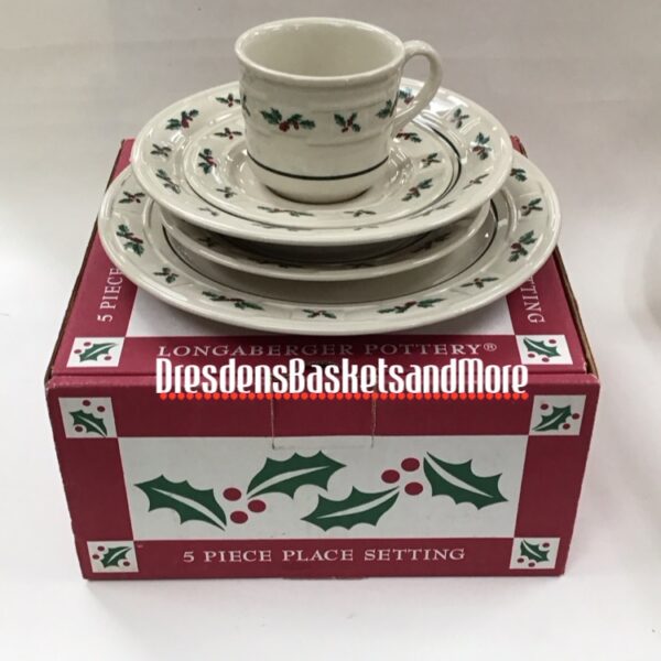 Longaberger Traditional Holly 5 Piece Place Setting NIB