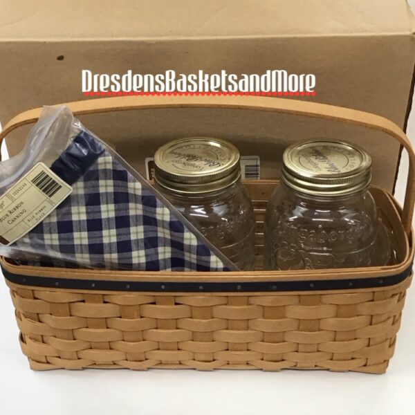 Longaberger 2003 Blue Ribbon Canning Basket Combo w/ 3 Jars NIB