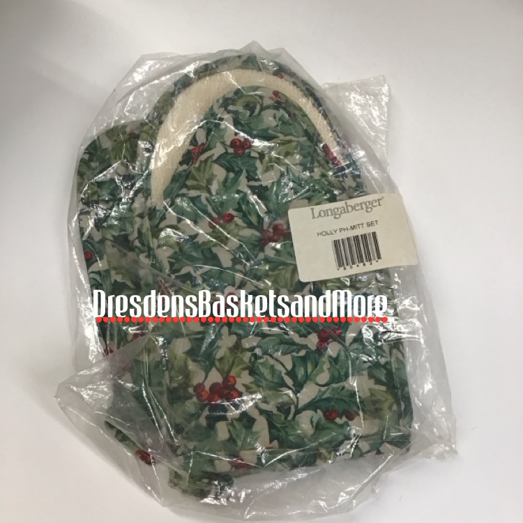 Longaberger American Holly Oven Mitt Set NIP