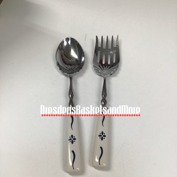 Longaberger Woven Traditions Blue Serving Fork and Spoon*