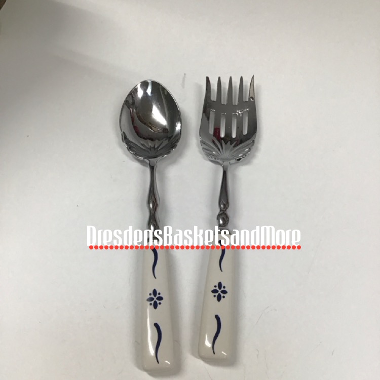 Longaberger Woven Traditions Blue Serving Fork and Spoon*