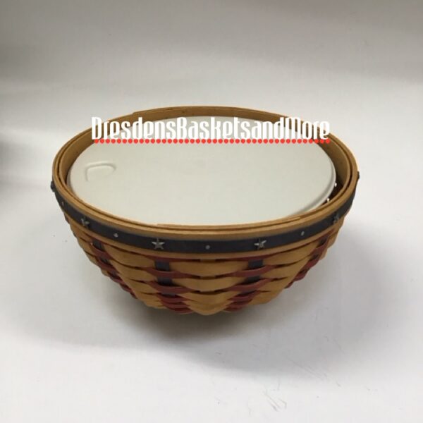 Longaberger 2004 Proudly American 9" Bowl Basket w/ Hard Lidded Protector