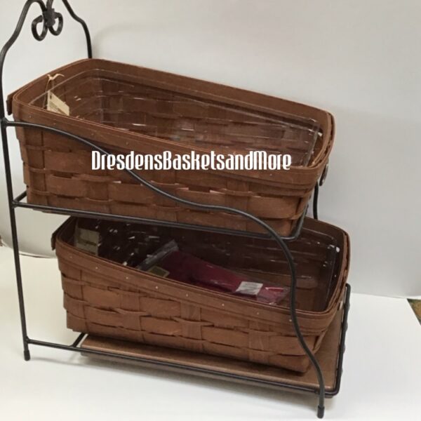 Longaberger Paper Bin Stand w/ Basket Combos & 1 Wood Shelf NIB