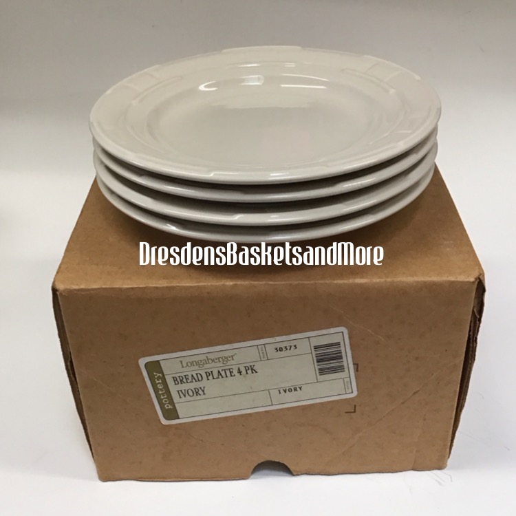 Longaberger Ivory Bread Plates Set of 4*