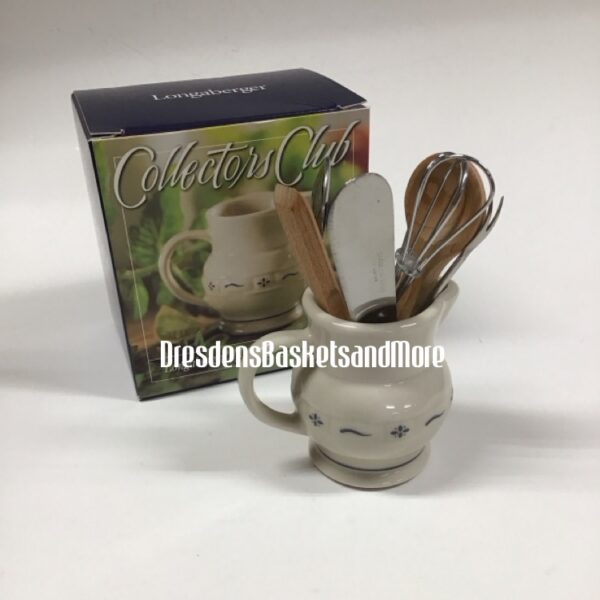 Longaberger Miniature Milk Pitcher w/ Utensils NIB
