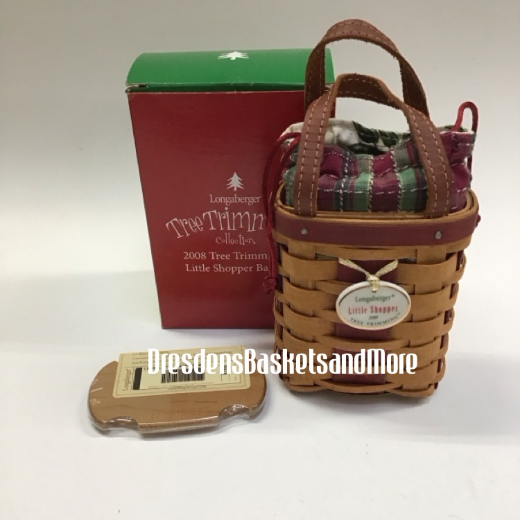 Longaberger 2008 Little Shopper Tree Trimming Red Basket Set NIB
