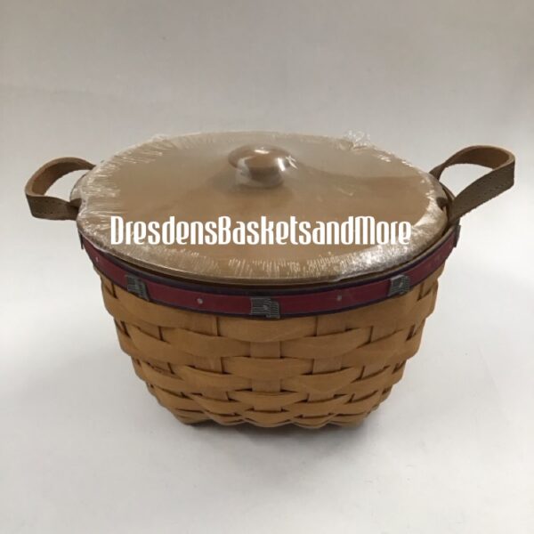 Longaberger 2009 8" American Work Basket w/ Lidded Hard Protector & Woodcrafts Lid