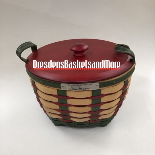 Longaberger 2007 American Craft Traditions Holiday Bee Basket w/ Hard Protector & Woodcrafts Lid
